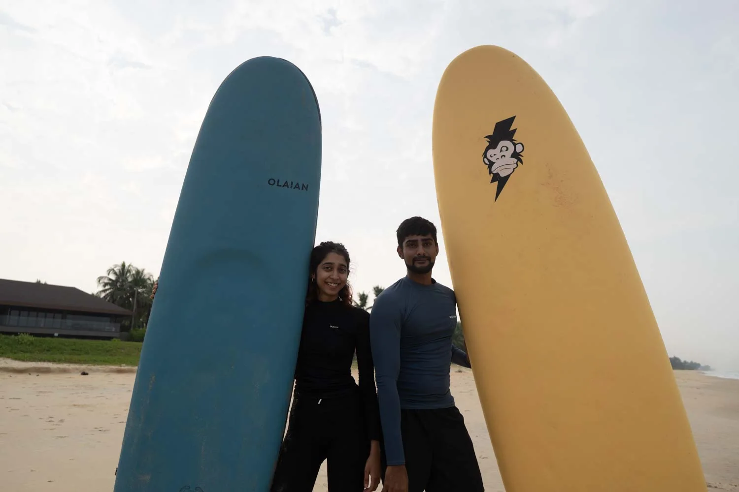 Surf-school session with learner boards
